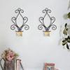 2Pcs Wall Hanging Candle Holder Wall Sconce Home Candlestick Holders Metal Candlestick Vintage Tea Light Holder Wedding Decor