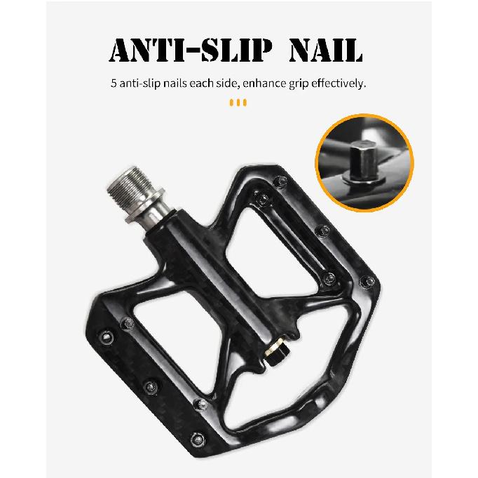 Mountain Bike Ultra-Light Carbon Fibre Flat Pedals Downhill Non-Slip Design Bearing System Bicycle Pedals Bike Lightweight Pedal