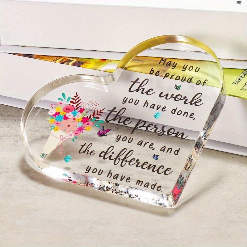 Heart Acrylic Retirement Gift. Farewell Desk Sign for Colleagues, Bosses & Friends.