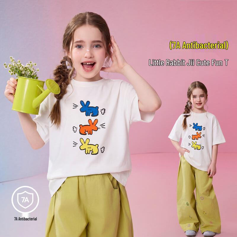 ASK JUNIOR 7A Antibacterial Girls  Printed Short Sleeve T-Shirt 150