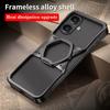 Hot Aluminum Alloy Magnetic Frameless Phone Case for iPhone 16 15 14 Pro Max With Metal Kickstand Shockproof Bumper Shells Cover