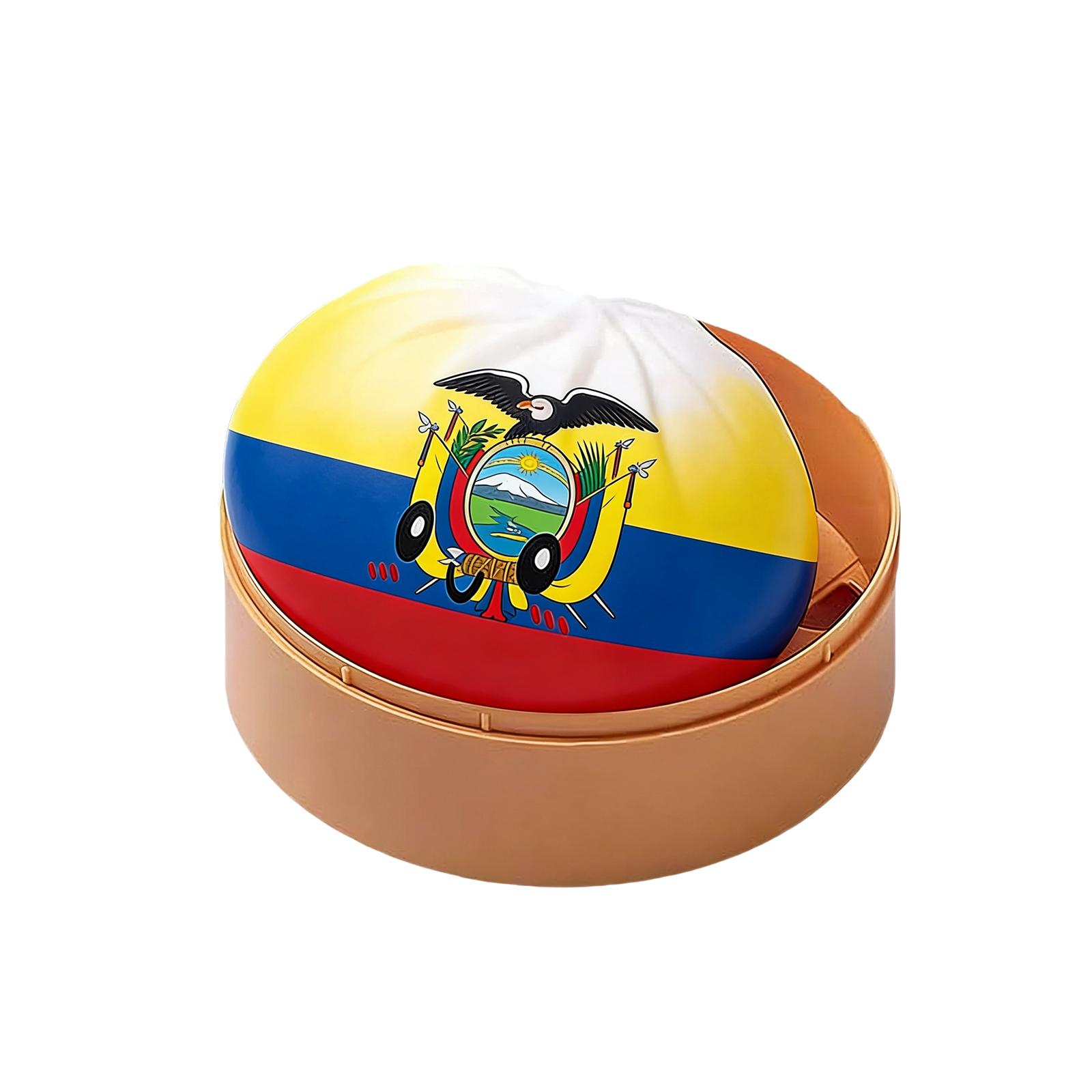 

Soft Squeeze Toy with National Flag Print Cute Cartoon Face Stress Relief Slow Rising Material Bun Shape for Desk Decoration One Size