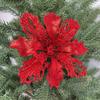 15Cm Christmas Simulation Christmas Flower Gold Dust Flower Christmas Ornament Flower Head Double Layer Hollow Gold Dust Flower