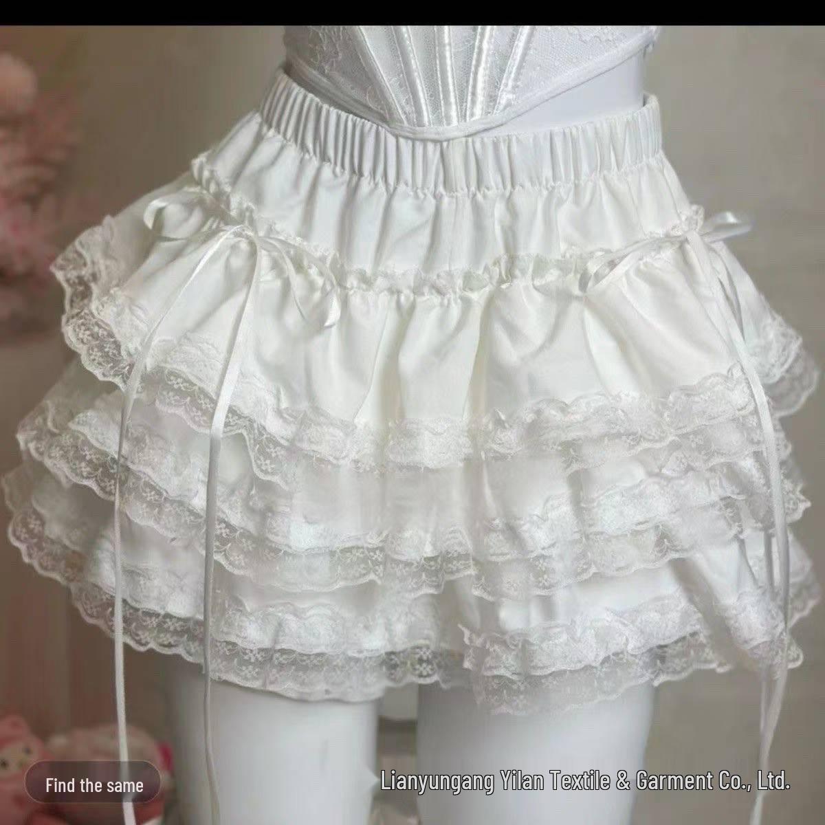 

Сладкая белая пышная кружевная балетная юбка - Петит, Высокая талия, Эластичный пояс Fits 80-135 jin