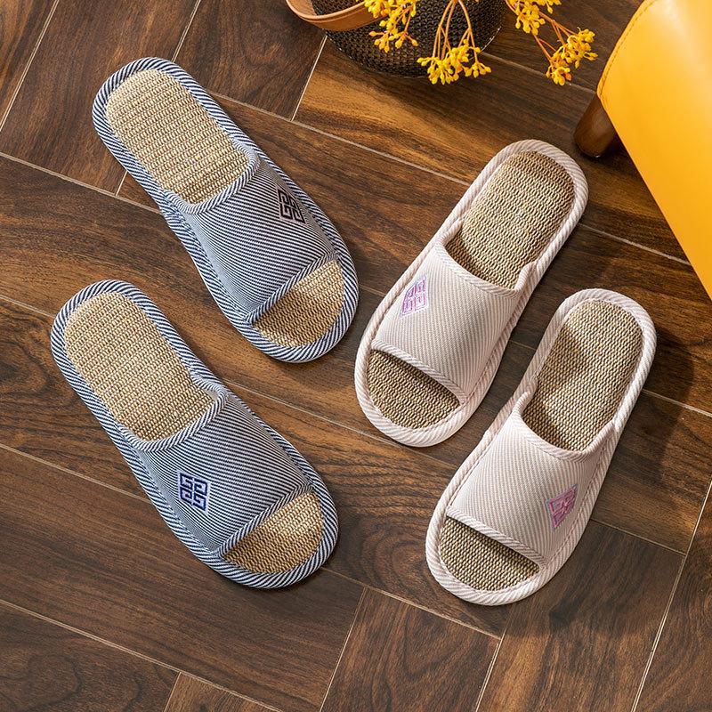 Linen slippers spring and autumn four seasons indoor household cotton and linen stepping on shit feeling home non-slip summer couple wholesale