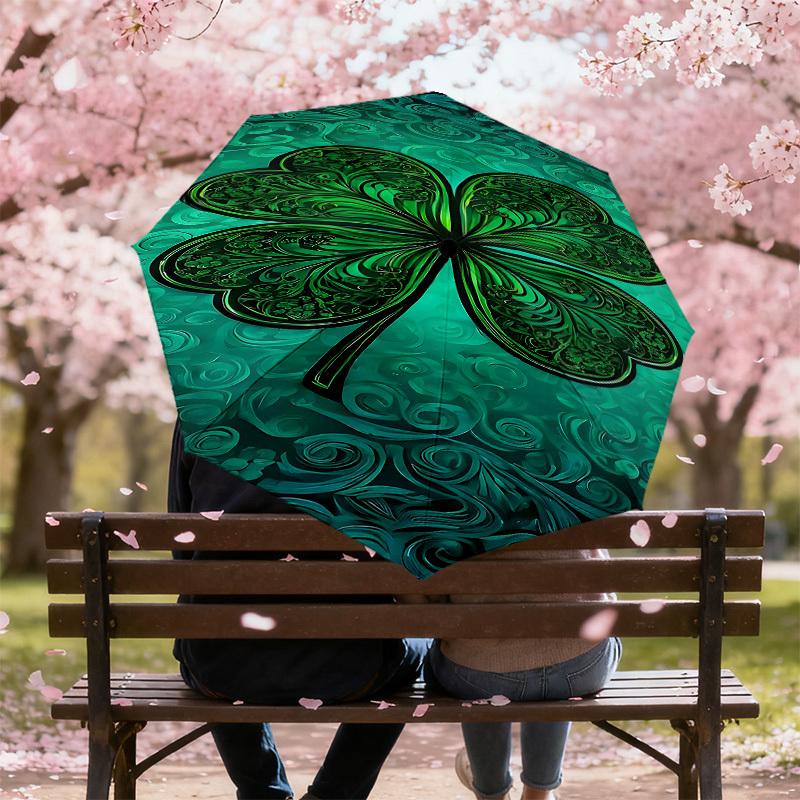 1pc Clover Automatic Open/Close Umbrella Compact Folding Umbrella with 8-Rib Shaft for Women/Men, Elegant Birthday1277S