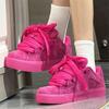Zapatos de Pan de Pitahaya Dragón Americano Original Empalme de Piel Retro Rojo Rosa Tabla Mujeres Caña Baja Casual Niños
