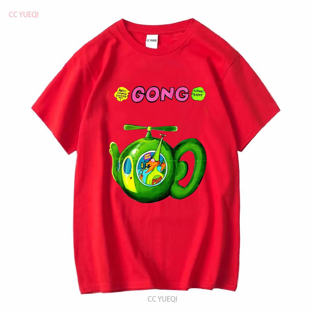 Gong Rock Band Daevid Allen T Shirt Flying Teapot Didier Malherbe Pip Pyle long sleeves vintage Washed Casual Comfortable homme