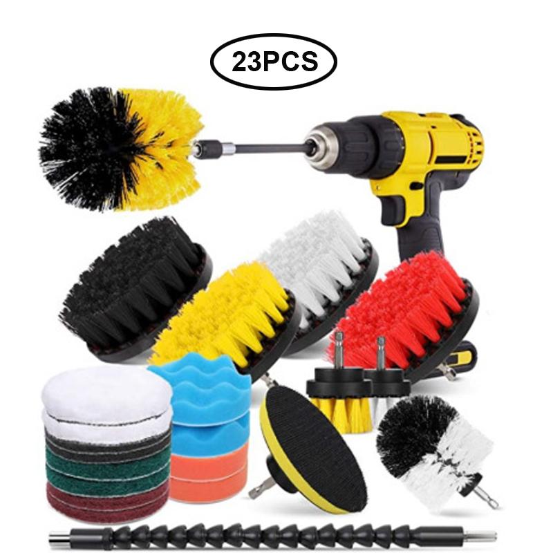 Car Detailig Brushes Set Drill Brush Attachment Set Heavy Duty Power Scrubber Brushes for Bathroom Kitchen Auto Cleaing Supplies