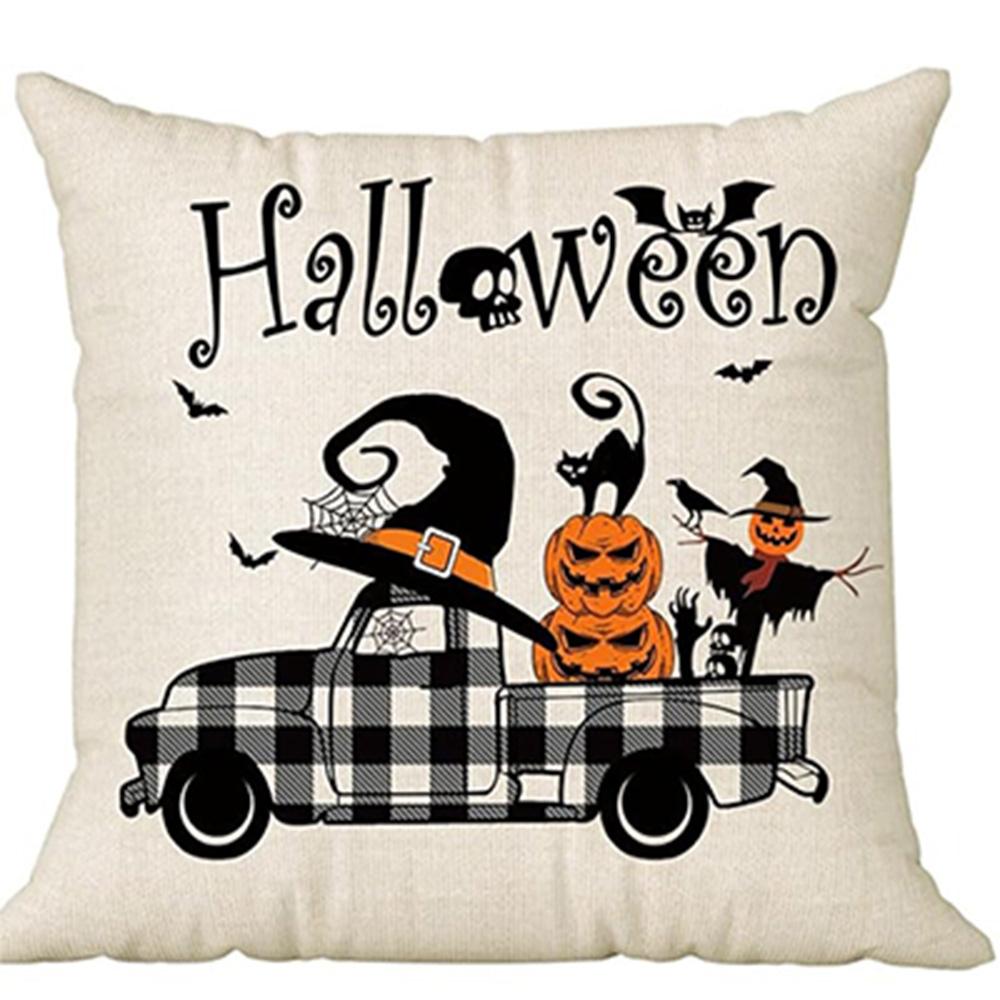 Spooky Halloween Pillows: Witch, Pumpkin, Truck & Haunted House Designs Sofa cushion cover, holiday party decoration, gift