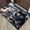 Wolf Family Rug for Nature Enthusiasts | 3D Animal Print Carpet | Wildlife Themed Living Room Decor Skid resistant carpet