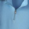 INCERUN Maglietta casual attillata irregolare con collo alto e spalle scoperte da uomo, con cerniera