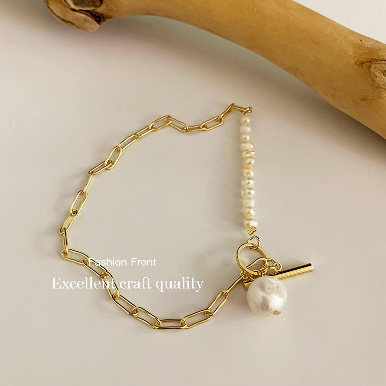 Dongdaemun Temperament Clavicle Chain Natural Special-shaped Pearl OT Buckle Chain Necklace Accessories Simple Necklace