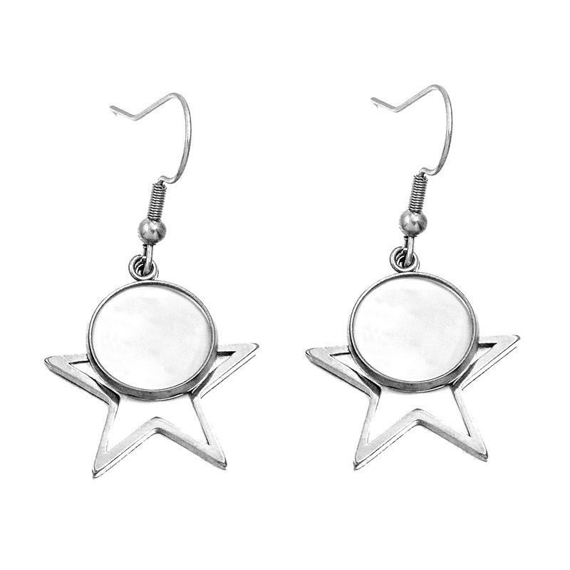 10 Styles Stainless Steel 12mm Time Gem Base Geometric Irregular Earring Hook Pendant