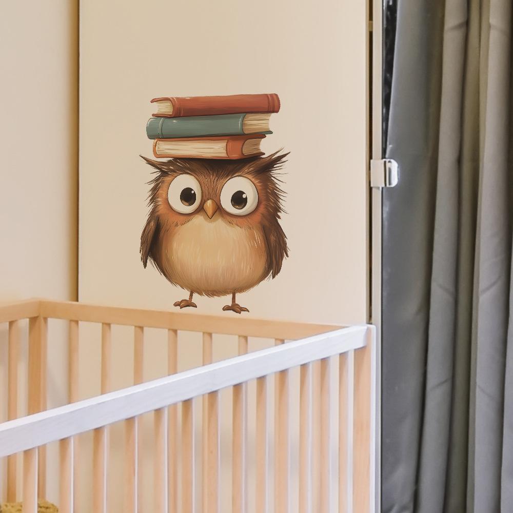 Cartoon Owl Book Wall Sticker Self-Adhesive Removable Kids Room Bedroom Home Decor