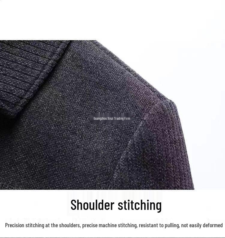 2025 Plus Velvet Corduroy Jacket for Middle-Aged Dads - Thick Winter Woolen Men's Casual Coat
