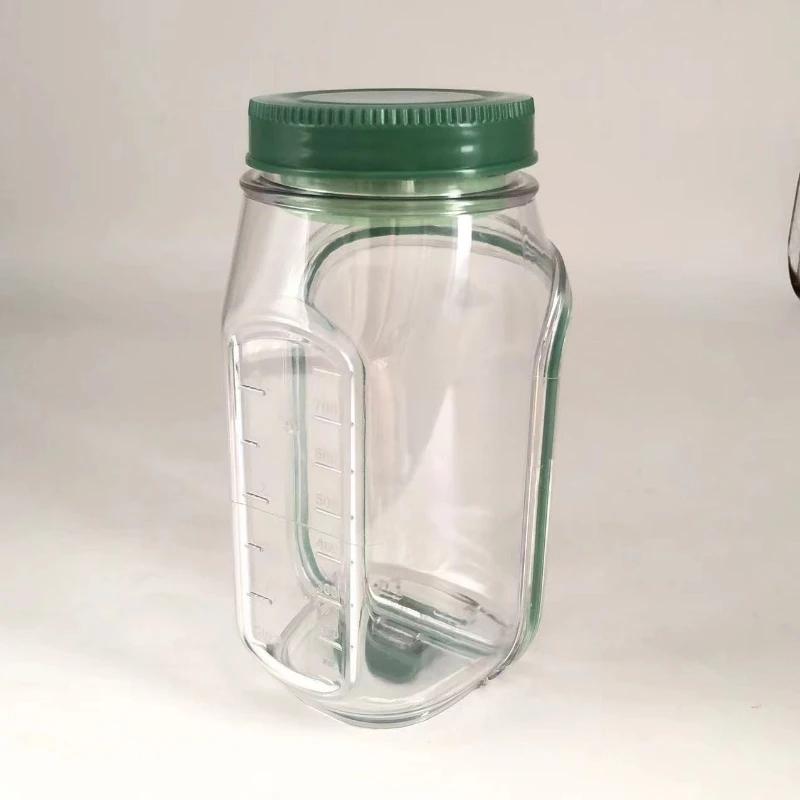 

Salad storage jar with side-opening lid, plastic fresh-keeping box, convenient and quick kitchen salad storage bottle зелений