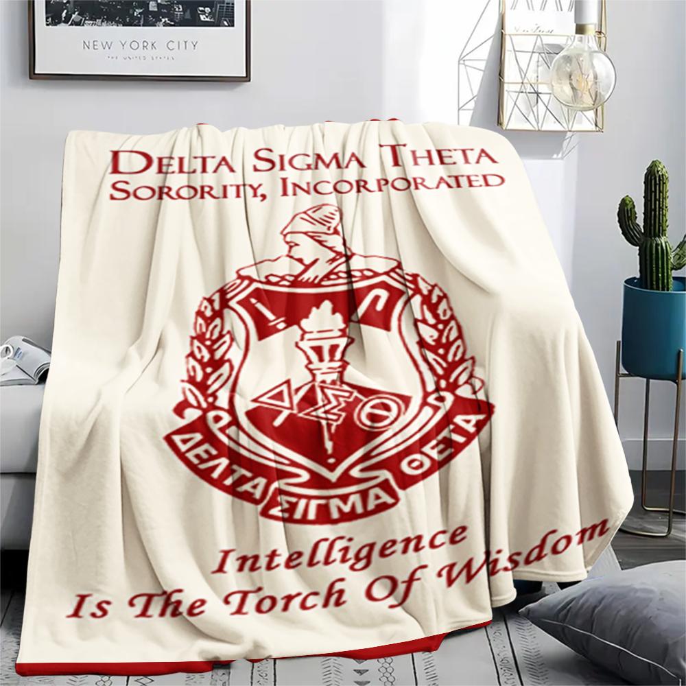 1PC AKA Sorority Print Flannel Blanket, High Quality Comfortable for All Seasons, Home Decor, Warmth and Comfort, Perfect for Christmas Gifts
