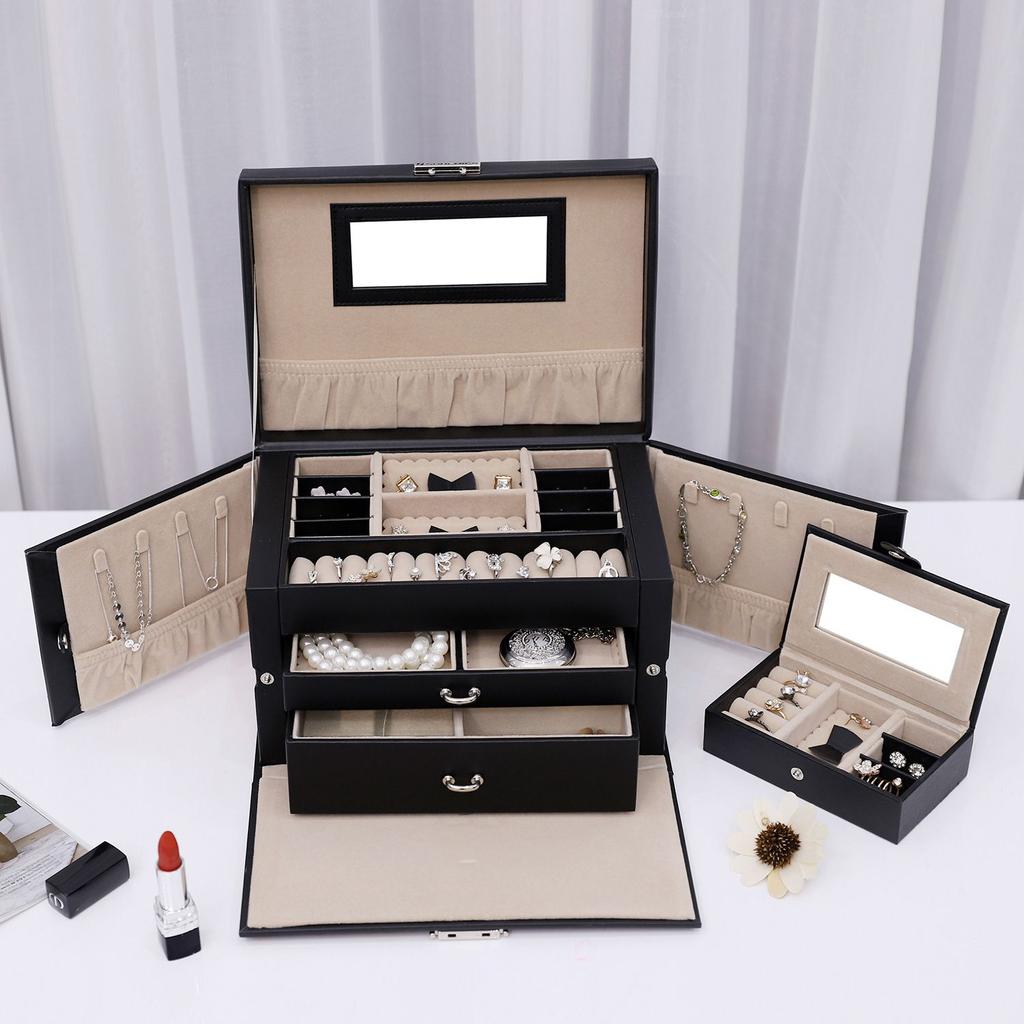 SONGMICS Jewellery Box Jewellery Box with 2 Drawers Mirror
