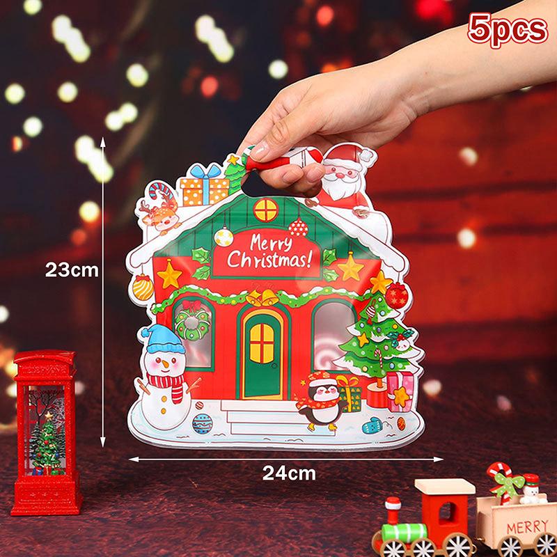 

5 шт. Рождественский подарочный упаковочный пакет Большой Подарочный Пакет для Конфет и Яблок Подарочный Пакет Портативный Пакет для Выпечки Снежинка Хрустящий Пакет A