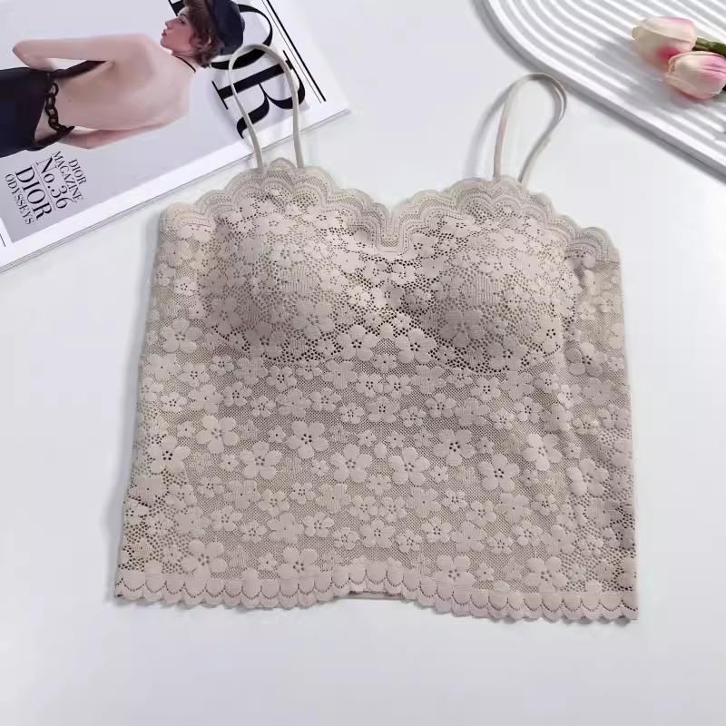 Women's Lace Camisole with Chest Pads and Elegant Back Design