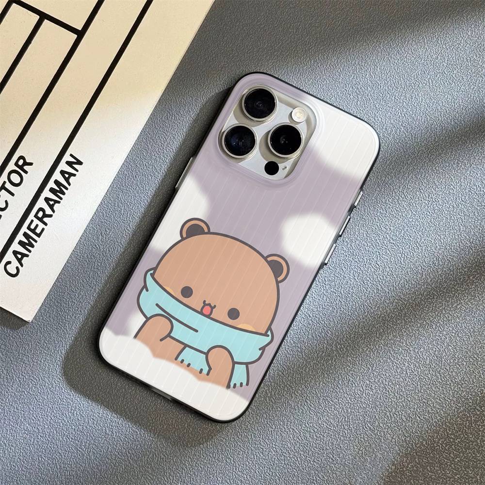 BUBU DUDU Cartoon For IPhone 17 16 15 11 12 13 14 Pro Max Plus Pro Corrugated Translucent Back Phone Cover