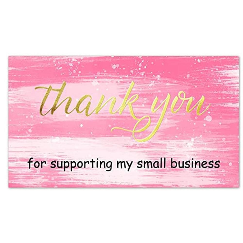 10-50pcs Pink Thank You for Supporting My Small Business Card Thanks Greeting Card Appreciation Cardstock for Sellers Gift 5*9cm