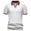 Men's Textured Fabric Color Block Cuff Short Sleeve Polo Shirt