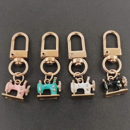 4ks Přívěsek na klíče šicího stroje Lesklé kamínky Vkládané Kovové řemeslo Odolný proti rzi Přívěsek na klíče Příslušenství k batohům