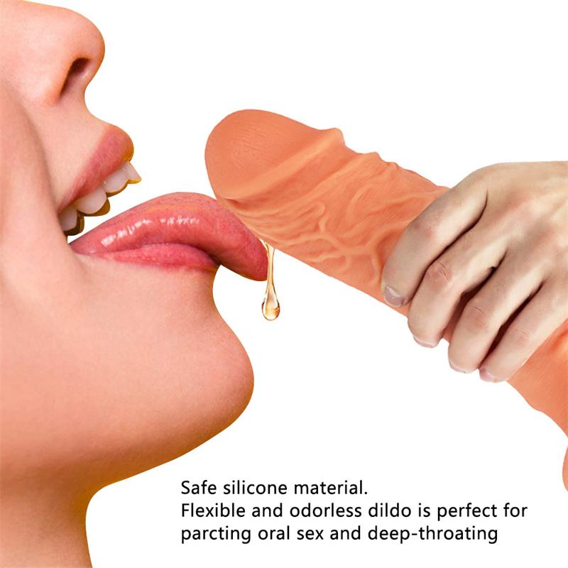 Female Big Penis Liquid Silicone Simulation Fake Penis Thick and Long Eggless Sucker Anal Plug Masturbation Device