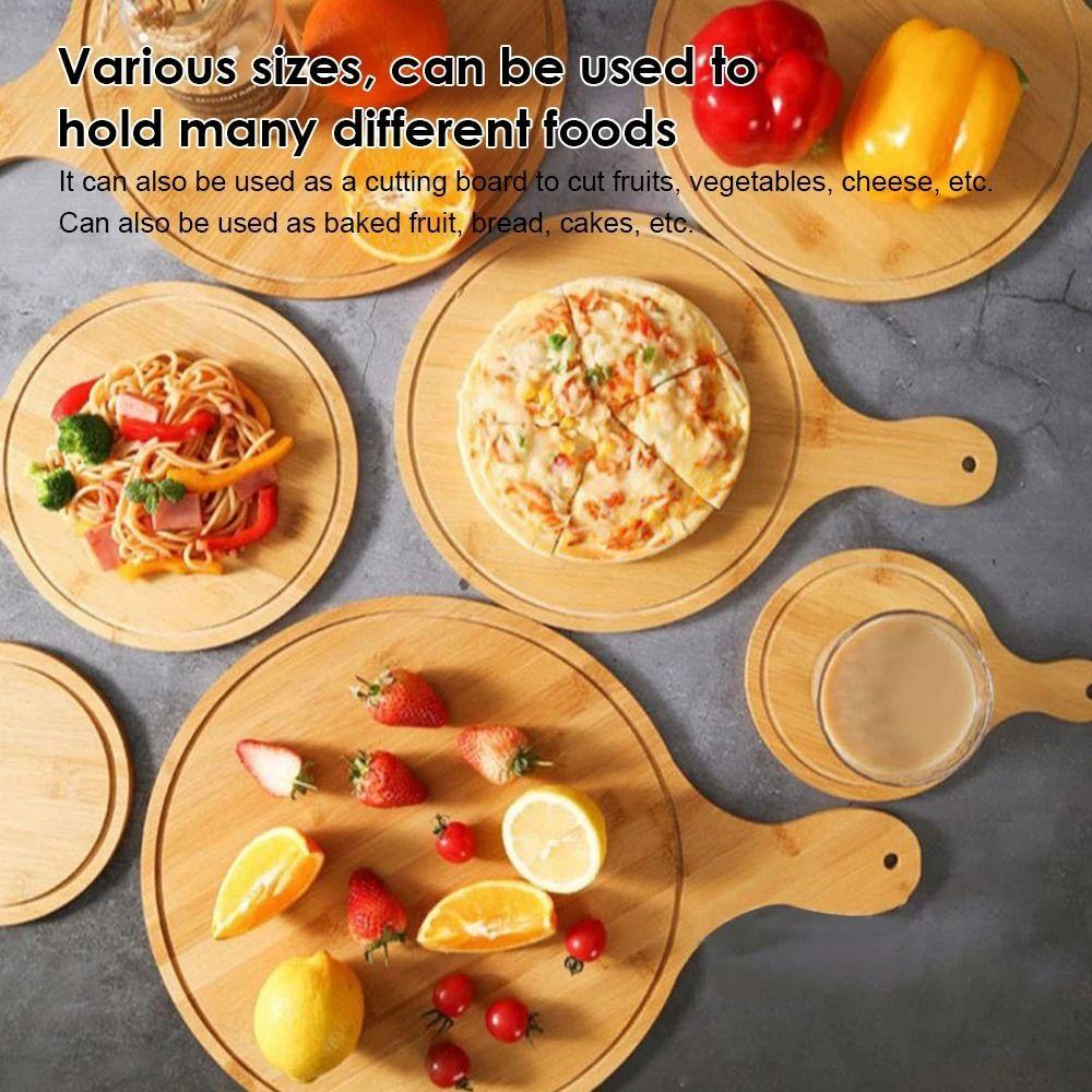 1Pcs Stone Cutting Bamboo Pizza Tray Platter Baking Tray New Wooden Pizza Board  Kitchen Tool