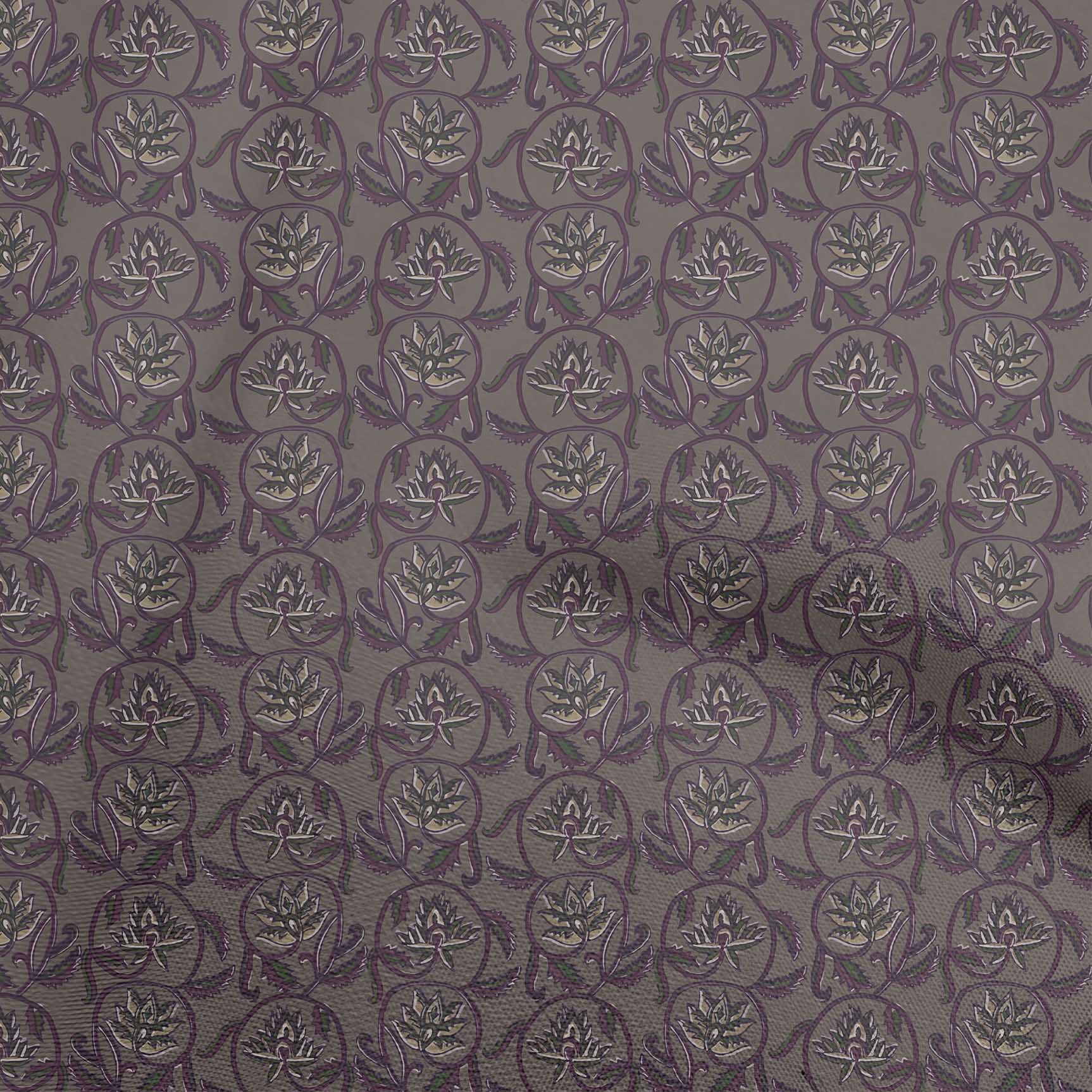 

oneOone Cotton Poplin Brown Fabric Kalamkari Fabric For Sewing Printed Craft Fabric By The Yard 42 Inch 42 Inch Wide - Viscose Chiffon сірий колір