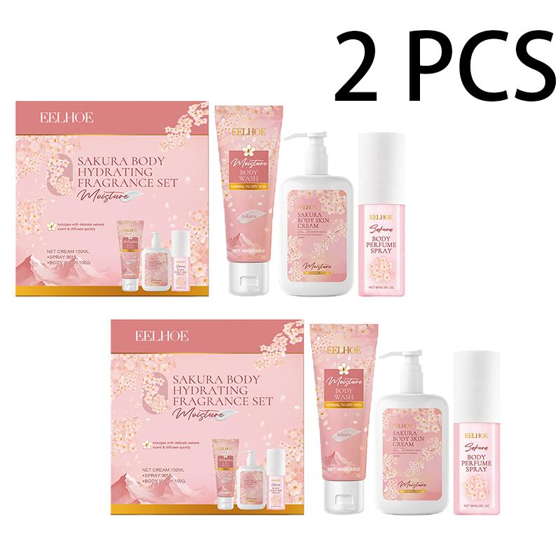 EELHOE Set Îngrijire Corp Floare de Cireș Curățare Delicată, Hidratare, Hidratare, Hrănire & Parfum Proaspăt