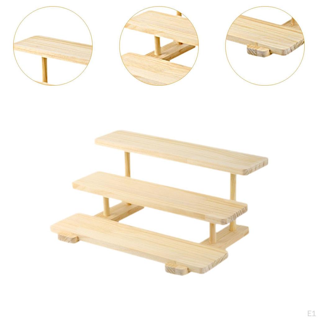 Display Rack Wooden Riser Stand Decoration Practical Desk Figurines Table