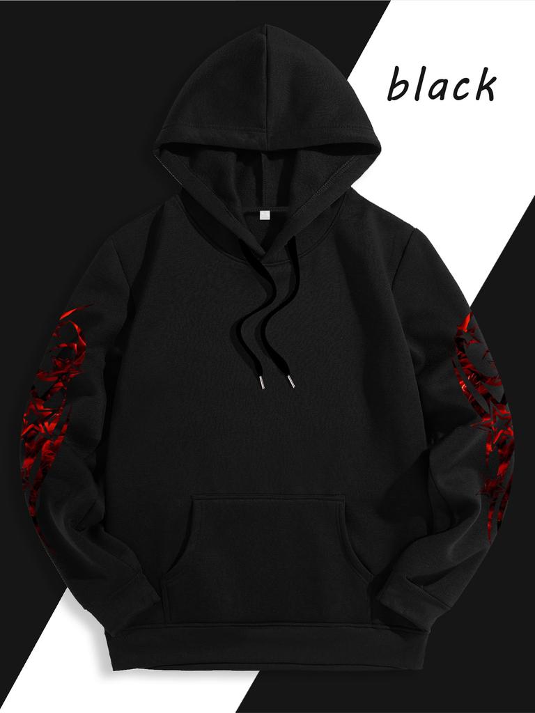 Men's Gothic Dragon Sword Hoodie Red Gold Dragon Graphic Black Streetwear Pullover Sweatshirt Hip Hop Sport Casual Top