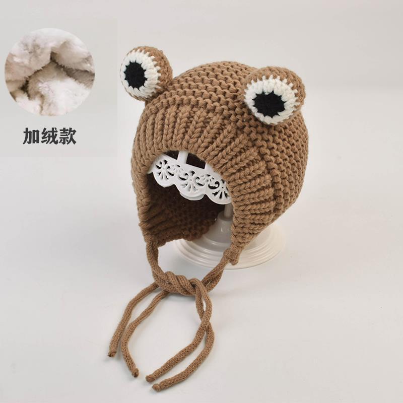 Baby Hat Autumn and Winter Infant Woolen Hat Frog Baby Hat Cute Super Cute Plus Velvet Warm Knitted Hat