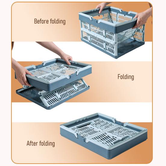 Inklapbare Opbergkrat Plastic Opvouwbare Opbergmand Grote Capaciteit Stapelbare Krat met Handvatten voor Kantoor Slaapkamer Keuken Speelkamer