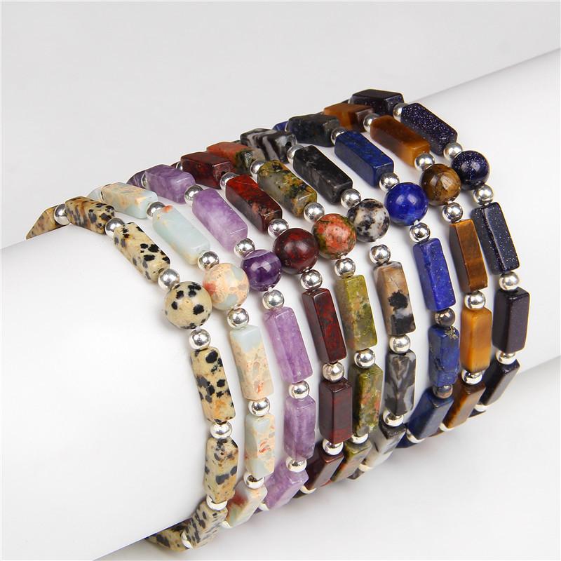 Square Natural Amethyst Bead Bracelet Womens Simple Fashion Bracelet Charm