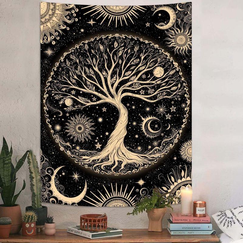Tree of Life Tapestry Sun Moon Wall Hanging for Bedroom Living Room Dorm Spiritual Boho Home Decor