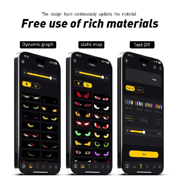 New APP Control  LED Truck Car Devil Eye Light Scrolling Pixel Panel For Board Windshield Free Custom Text 12V 24V 120/150/200cm