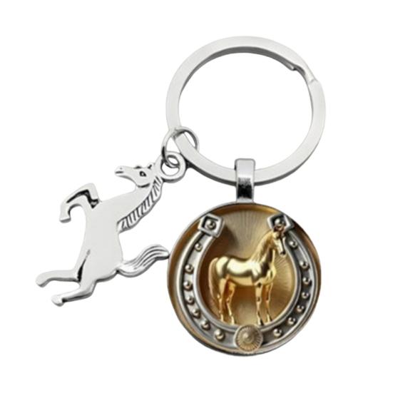 Keychain Year of Horse 2026 Zodiac Souvenir Pendant Key Chain Horse Pattern Charm Keyring Car Keys Backpacks Accessories