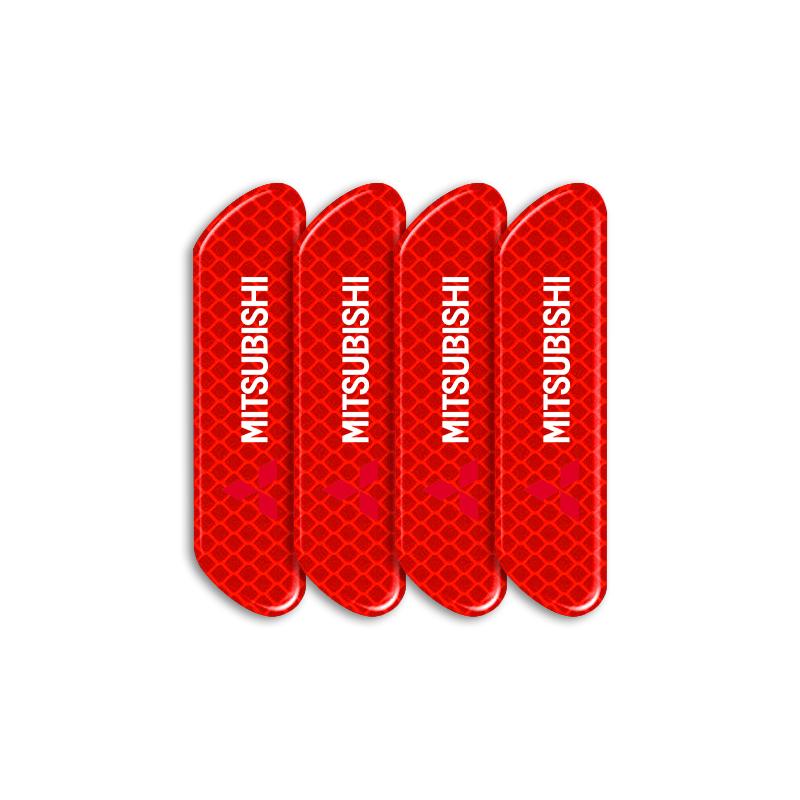 

4pcs Car Door Reflective Strips Security Warning Sticker Emblem For Mitsubishi Lancer ASX Outlander Pajero Carisma L200 Galant червоний