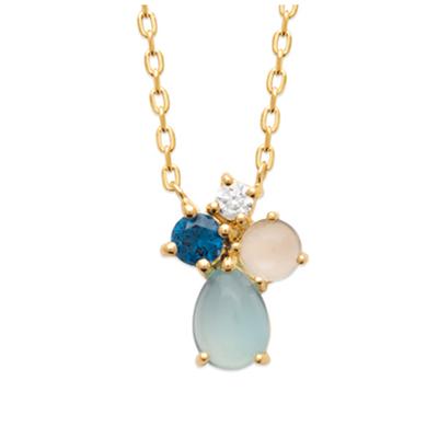 [R4111] - Gold Plated Necklace 'Sissi' Turquoise Gold - 45 Cm 13x9 Mm