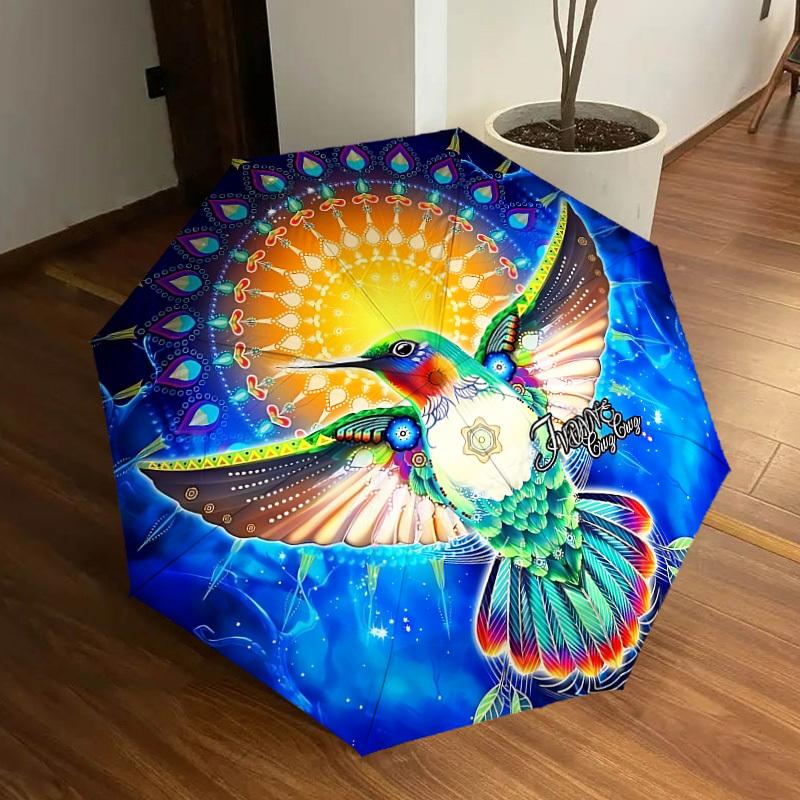 

1pc Hummingbird Mandala Artwork Automatic Open/Close Umbrella, Folding Compact Umbrella with Lightweight Design for Women/Men yy251011045