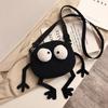 New Cartoon Big-eyed Monster Women's Bag Small Messenger Bag Unisex Black Canvas Shoulder Bag Telescopic shoulder strap Handbags