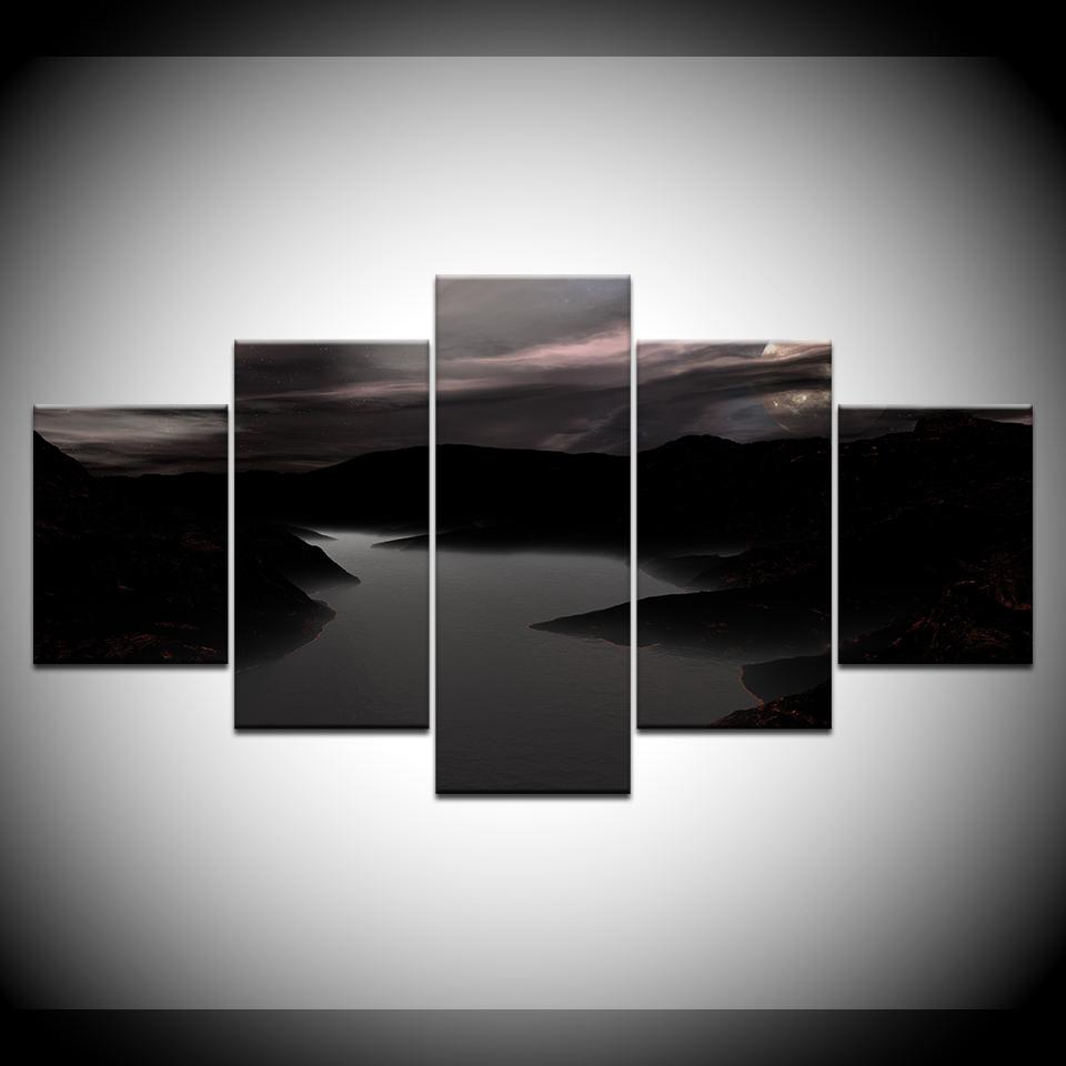 

Dark mountain canvas painting 5 pieces wall art painting modular wallpaper poster living room print home decoration 20x35 20x45 20x55cm