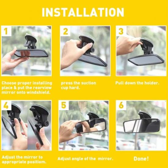 Upgrade Car Universal Rear Suction View Cup Learner Mirror Driver Interior Glass