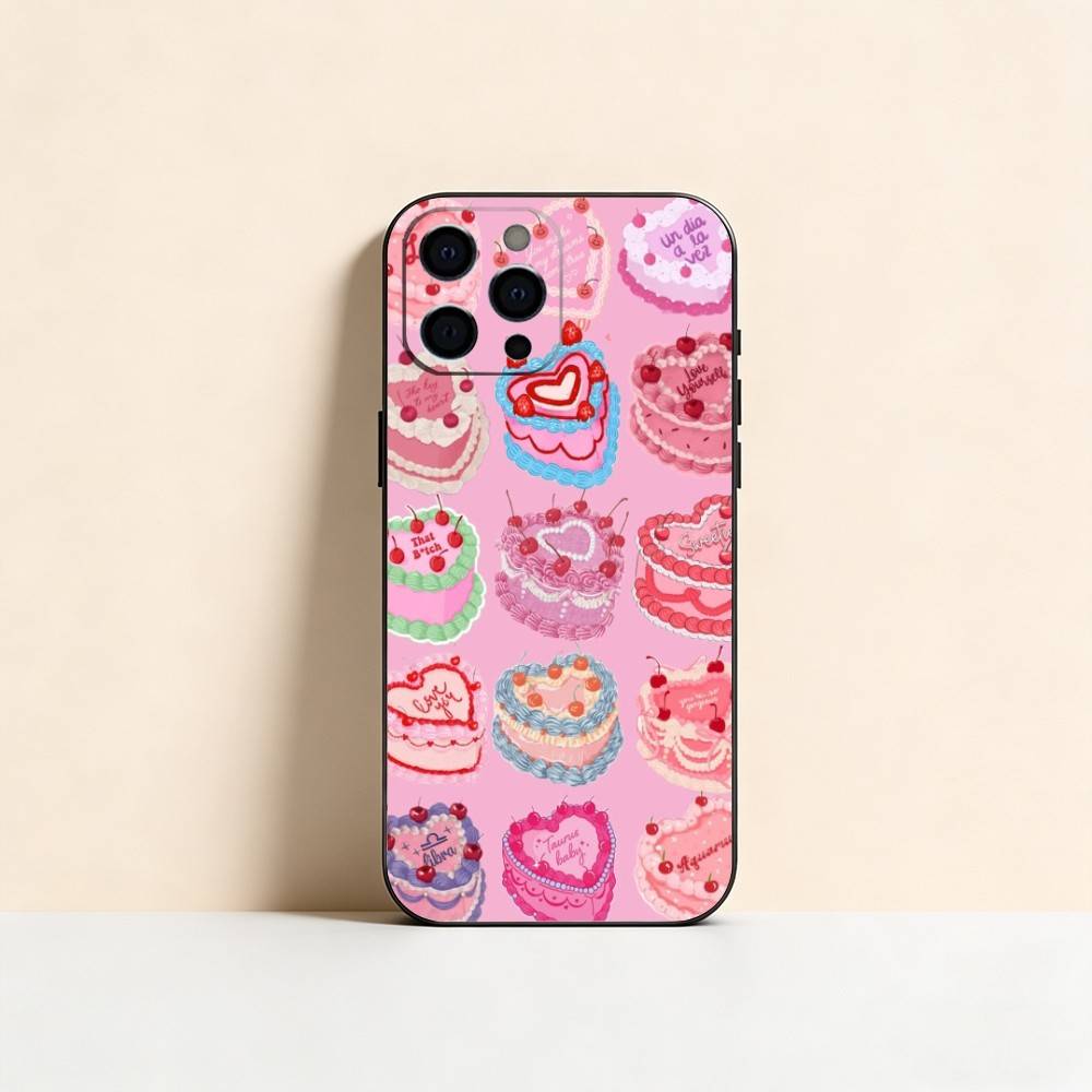 INS Cream Strawberry Cake Cartoon Cute Phone Case Silicone Soft For IPhone 17 16 15 14 13 12 11 X XR Plus Pro Max Plus