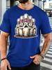 Unisex Funny Scared Cartoon Bowling Pins Graphic Cotton Short Sleeve Tee Crew Neck Soft Male Summer Casual Breathable Street Top