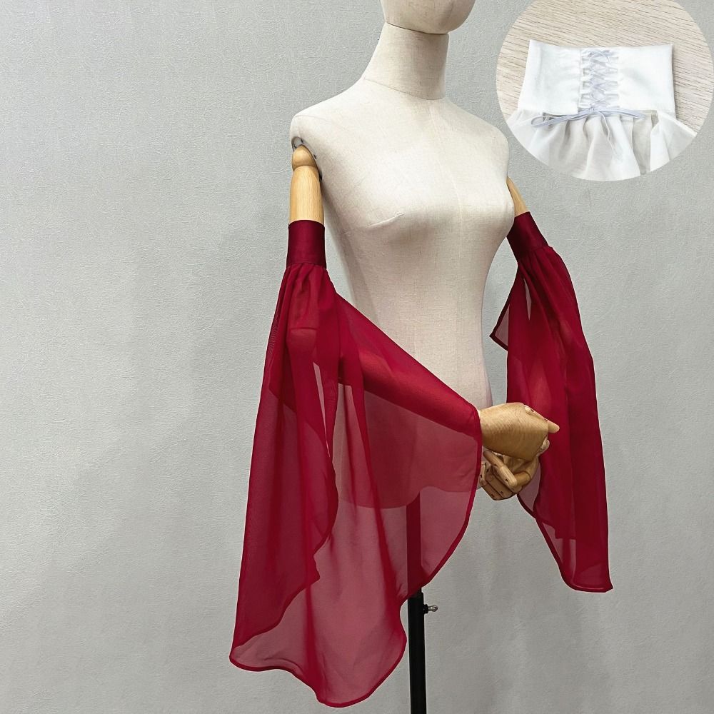 Long Tulle Chiffon Luxurious Gloves Long Arm Warmers Simple Detachable Sleeves  Costume